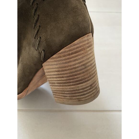 Stuart Weitzman Ankle Boots Wallawalla Suede Lace Up Tassels Green - Picture 15 of 16